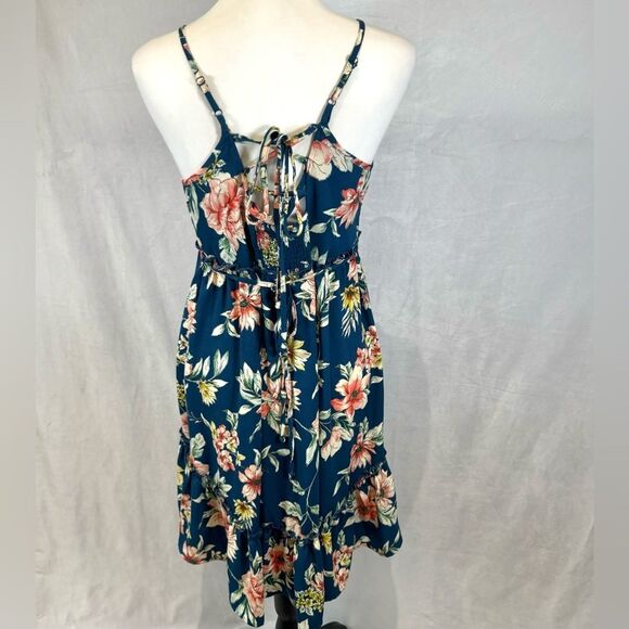 Blue and pink floral empire waist ruffle sundress size XS - Picture 4 of 7